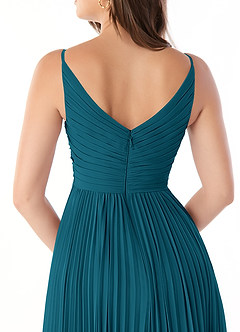 Azazie Raychelle Bridesmaid Dresses Ink Blue A-Line V-Neck Chiffon Dress image6