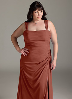 Azazie Jesaphine Bridesmaid Dresses Auburn Sheath Bow Chiffon Dress image13