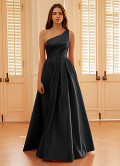 Millie Schwarz A-Linien-Abendkleid aus Satin image5