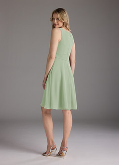 Azazie Shirley Mother of the Bride Dresses Dusty Sage A-Line Scoop Pleated Chiffon Dress image7