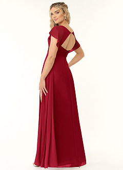 Azazie Rylee Bridesmaid Dresses Scarlet A-Line Pleated Chiffon Dress image4
