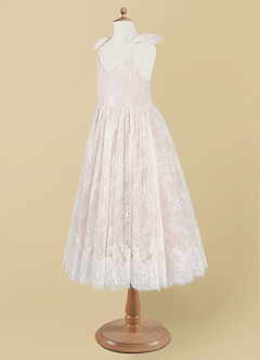 Azazie Tilly Flower Girl Dresses Diamond White Blushing Pink A-Line Lace Dress image8