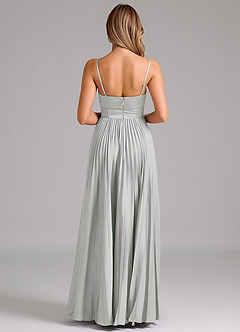 Azazie Tyla Robes de demoiselle d'honneur Robe Trapèze en Satin extensible Encolure en Forme de Cœur Argent image2