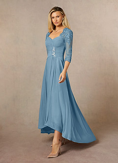 Azazie Anne Mother of the Bride Dresses Steel Blue Sheath Sweetheart Sequins Lace Dress image6
