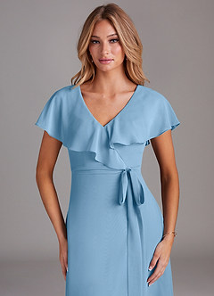 Azazie Lainey Brautjungfernkleider A-Linie mit Taschen Chiffon Kleid Stahlblau image6