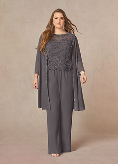Steel Grey Azazie Florida Sequins Lace Chiffon Jumpsuit/Pantsuit | Azazie