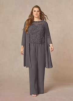 Azazie Florida Mother of the Bride Dresses Steel Grey Jumpsuit/Pantsuit Sequins Chiffon Dress image15