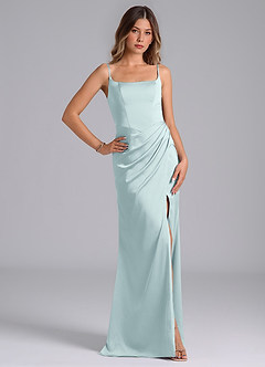 Azazie Donielle Bridesmaid Dresses Mist Mermaid Corset Stretch Satin Dress image5