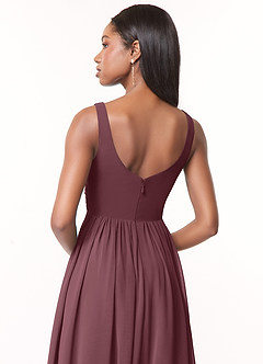 Azazie Keyla Bridesmaid Dresses Sangria A-Line V-Neck Pleated Chiffon Dress image4