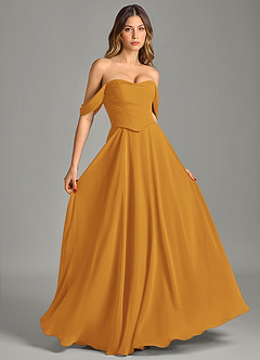 Azazie Chelsey Vestidos de damas de honor Vestido de Caramelo de Gasa de Corte en A Convertible con Vestidos sin tirantes image5