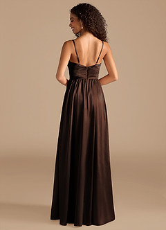 Azazie Alia Bridesmaid Dresses Ganache A-Line Pleated Metallic Satin Dress image4