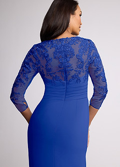 Azazie Joan Mother of the Bride Dresses Royal Blue Sheath V-Neck Lace Chiffon Dress image5