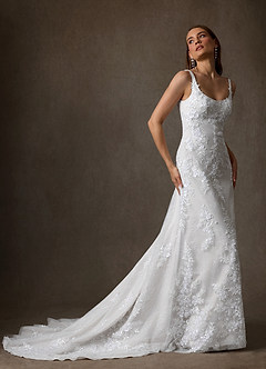 Azazie Rosalie Wedding Dresses Diamond White A-Line Lace Dress image7