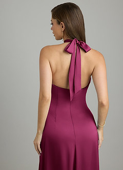 Azazie Nicole Brautjungfernkleider A-Linie Stretch-Satin Kleid Rote Pflaume image6