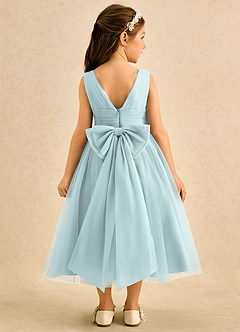 Azazie Macaron Jurken voor bloemenmeisjes A-Lijn Jurk van Tule Geplooid De Nevel image2