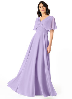 Azazie Pamela Bridesmaid Dresses Lilac A-Line V-Neck Pleated Chiffon Dress image1