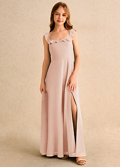 Azazie Chip Girls Formal vestidos de niña de las flores Vestido de Rosa Inglesa de Gasa de Corte en A con Sin mangas image1