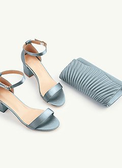 front Matching Color Pleated Metallic Satin Envelope Clutch