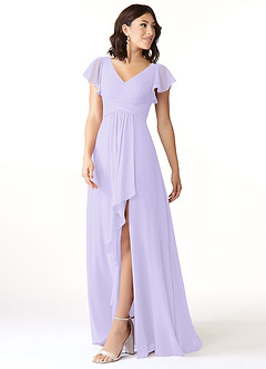 Azazie Omari Bridesmaid Dresses Lilac A-Line Chiffon Dress image4