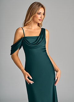 Azazie Celina Brautjungfernkleider Etui Schulterfrei Stretch-Satin Kleid Kiefer image7