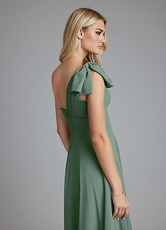 Azazie Elinora Final Sale Eucalyptus A-Line One Shoulder Chiffon Dress image3
