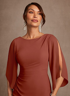 Azazie Anaheim Mother of the Bride Dresses Auburn A-Line Pleated Chiffon Dress image4