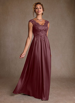 Azazie Amethyst Mère de la mariée Robes Robe Trapèze en Dentelle Sangria image3