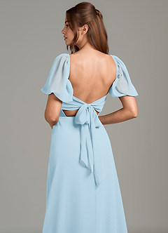 Azazie Phylicia Bridesmaid Dresses Sky Blue A-Line Bow Chiffon Dress image1
