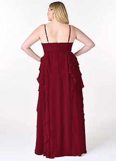 Azazie Peyton Bridesmaid Dresses Burgundy A-Line Ruched Chiffon Dress image8