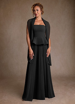 Azazie Josabeth Mother of the Bride Dresses Black A-Line Pleated Chiffon Dress image4