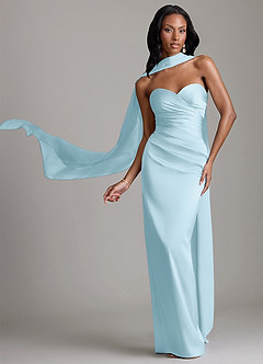 Azazie Sonora Bridesmaid Dresses Sky Blue Sheath Strapless Stretch Satin Dress image1