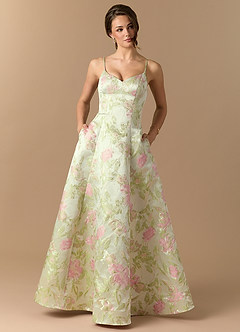 Raquel Blush Floral Green Maxi Dress image1