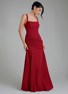 Azazie Toya Bridesmaid Dresses Scarlet A-Line Corset Chiffon Dress image5