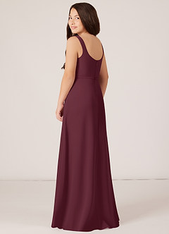 Azazie Renee Junior Cabernet A-Line Side Slit Chiffon Dress image4
