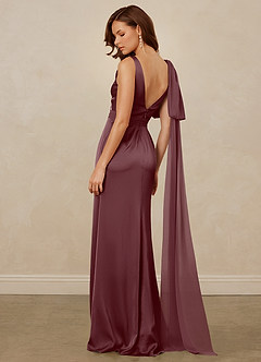 Christian Siriano Bridal for Azazie 1011 Bridesmaid Dresses Sangria Mermaid Bow Stretch Satin Dress image9