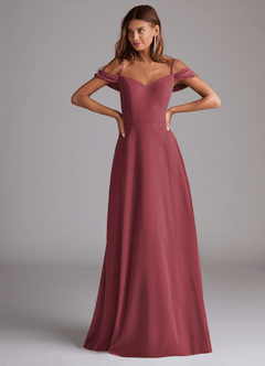 Azazie Marley Bridesmaid Dresses Merlot A-Line Off the Shoulder Chiffon Convertible Dress image4