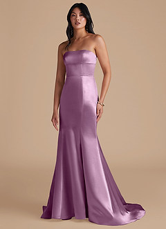 Azazie Aura Robes de demoiselle d'honneur Robe Sirène Convertible en Satiné métallisé Glycine image6