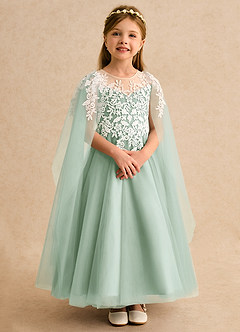 Azazie Dandelion Flower Girl Dresses Agave Ball-Gown Lace Dress image7