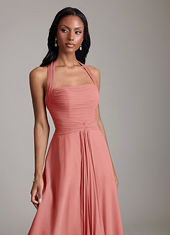 Azazie Clarisa 신부 들러리 드레스 A라인 주름진 쉬폰 바닥 길이 드레스 image3