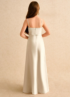 Azazie Fishie Girls Formal Sukienki dla dziewczynek sypiących kwiaty Linia A Matowy satynowy Długość podłogi Sukienka image7