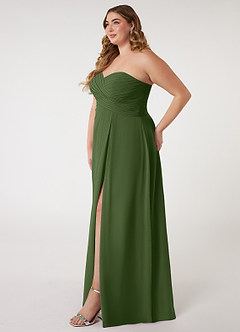 Azazie Arabella Allure Bridesmaid Dresses Olive A-Line Sweetheart Neckline Chiffon Convertible Dress image16