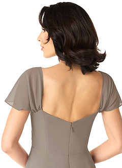 Azazie Tancie Vestidos de damas de honor Vestido de Gris Pardo de Gasa de Corte en A Convertible con Vestidos sin tirantes image5