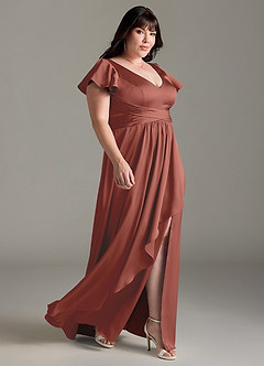 Azazie Omari Bridesmaid Dresses Auburn A-Line Stretch Satin Dress image10