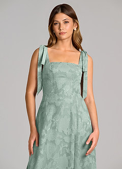 Azazie Debra Bridesmaid Dresses Agave A-Line with Pockets Floral Burnout Dress image2