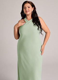 Azazie Doretta Brudtärnklänningar Klä av Sjöjungfru i Chiffong Plisserad Dusty Sage image11