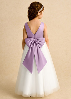 Azazie Eleni Flower Girl Dresses Ivory Wisteria Ball-Gown Bow Tulle Dress image2