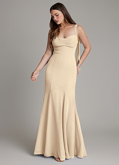 Azazie Carlotta Bridesmaid Dresses Champagne Mermaid Sweetheart Neckline Chiffon Dress image5