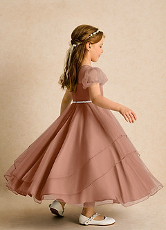 Azazie Duckie Abiti da Ragazza di Fiori Abito Principessa in Tulle Plissettato Bronzo image2