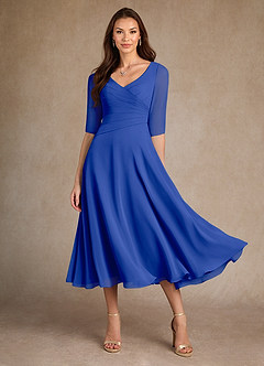 Azazie Durant Mother of the Bride Dresses Royal Blue A-Line Pleated Chiffon Dress image2