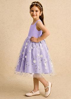 Azazie Bean Flower Girl Dresses Lilac Ball-Gown Bow Tulle Dress image5